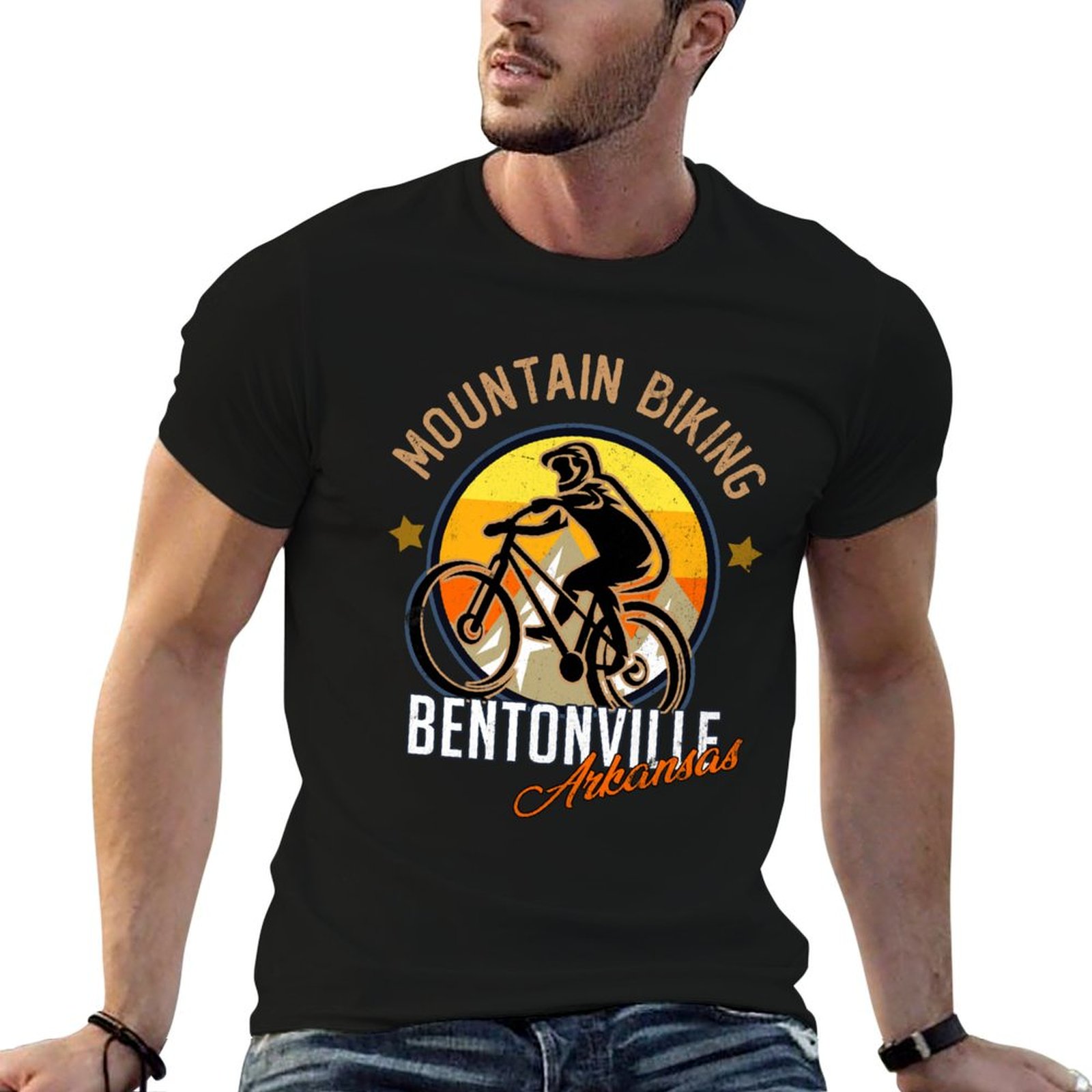 Mountain Biking In Arkansas - Bentonville Arkansas mountainbike T-shirt Modepatroon bedrukt