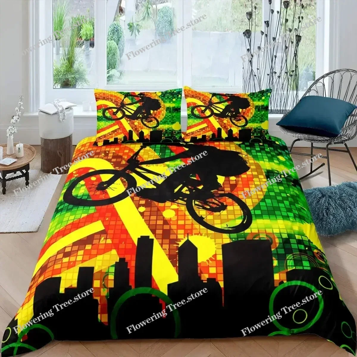 Mountain Biking Game - Fietsdekbedovertrekset Microfiber Mountainbike Dekbedovertrek Sport Game