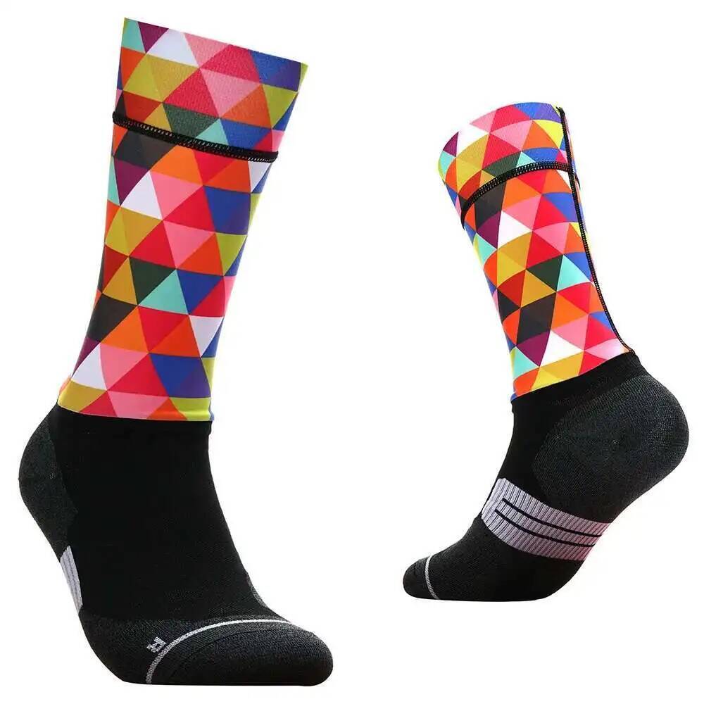Mountain Biking Socks - Levendige geometrische fietssokken - ademend vochtafvoerend