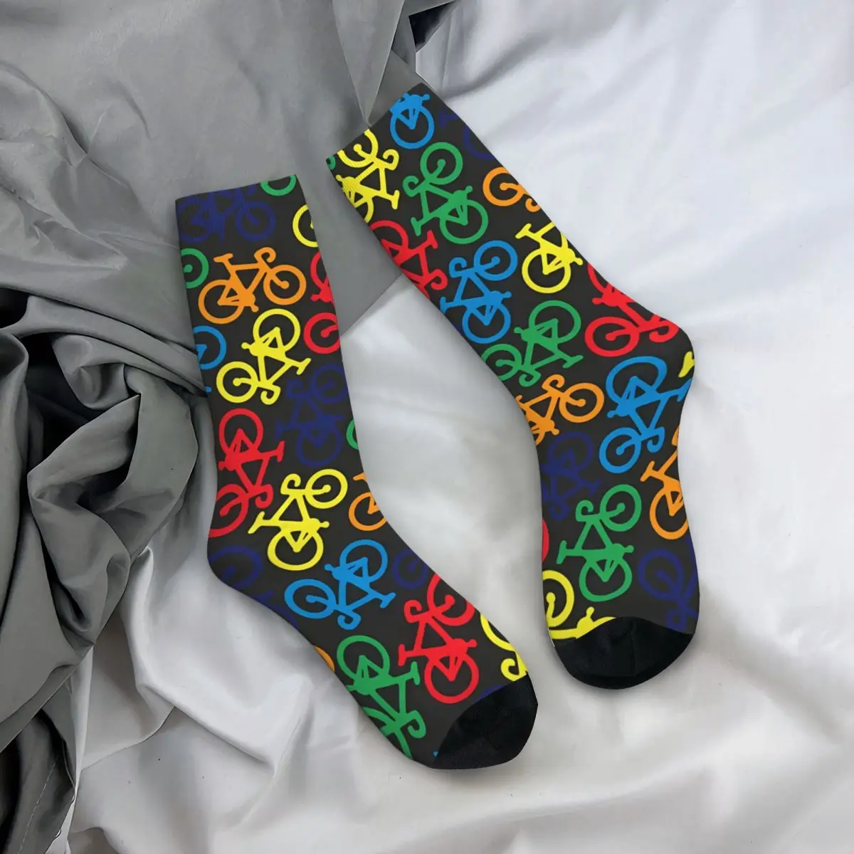 Mountain Biking Socks - Regenboog meerdere fietsen gekke herensokken bergen