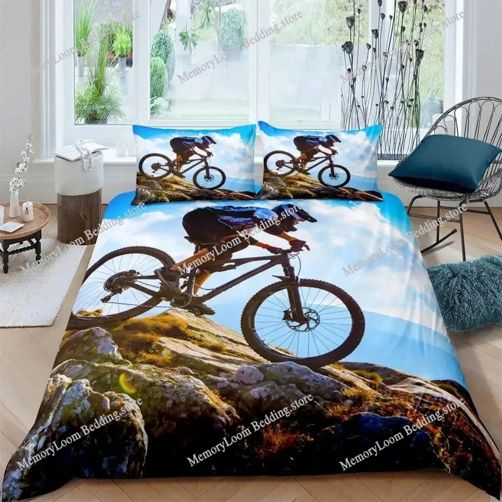 Mountain Biking Game - Bicycle Duvet Cover Set Microfiber Mountain