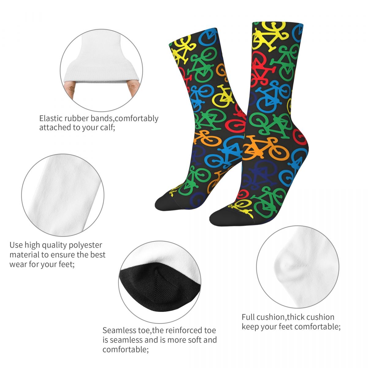 Regenboog meerdere fietsen gek - Mountain Biking Socks recensie en prijs